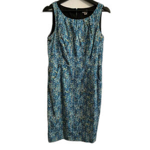 Bright 12 Blue Pencil Sleek Slimming Tank Dress Colorful Stretchy Secretary